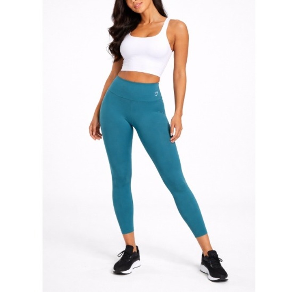 Gymshark Women's Teal Training Cropped High Waisted 7/8 Leggings Size S NWT